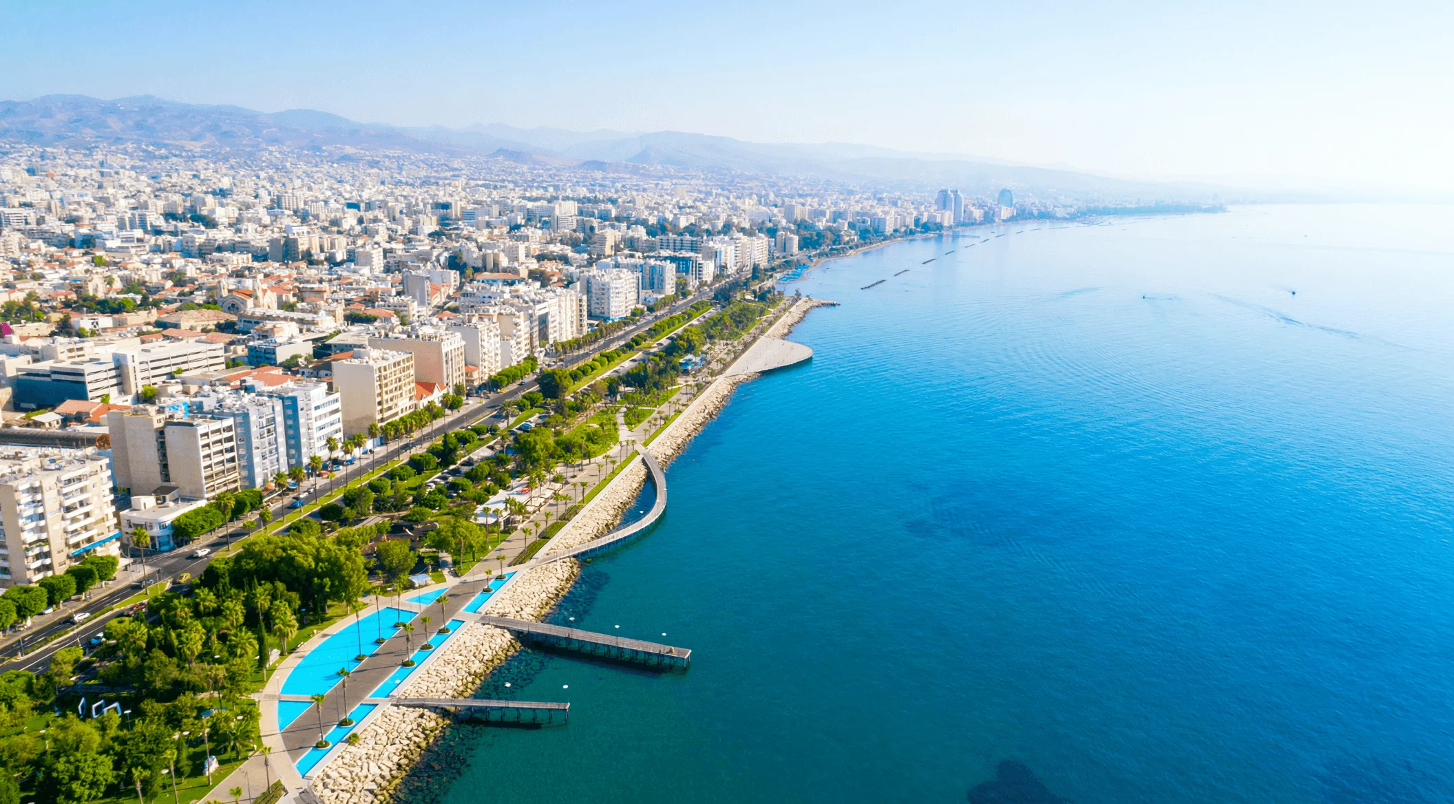 Limassol coastal road at golden hour